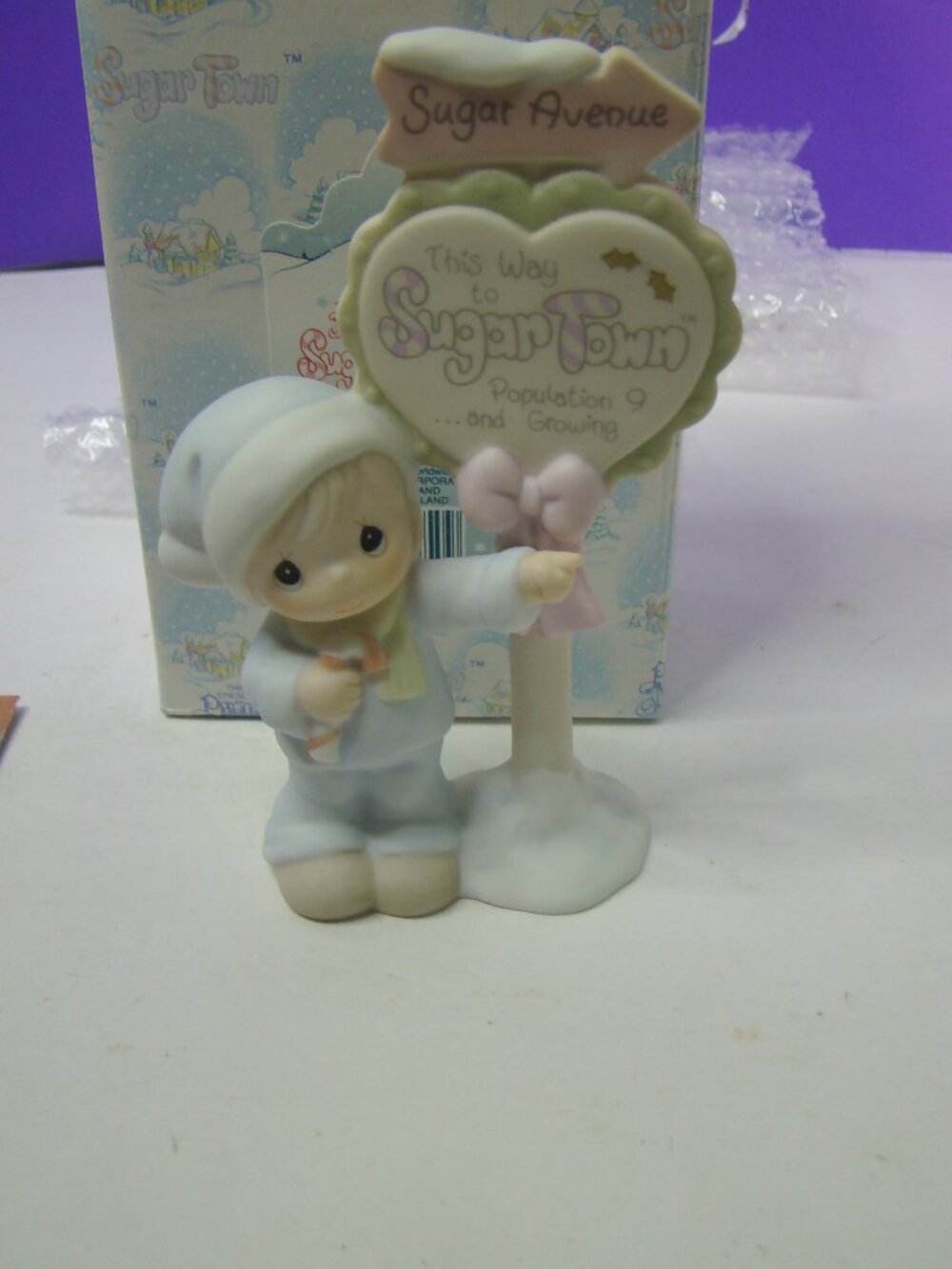Precious Moments Sugar Town Population Sign Figurine # 529842 Boy